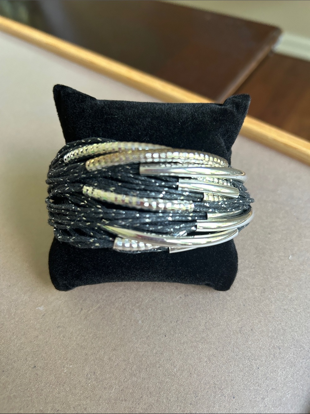 Black and Silver Multi-Strand Wrap Bracelet